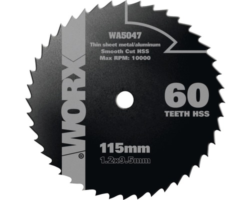 Cirkelzaagblad Ø 115x9,5 mm Worx Z 60 W-tanden