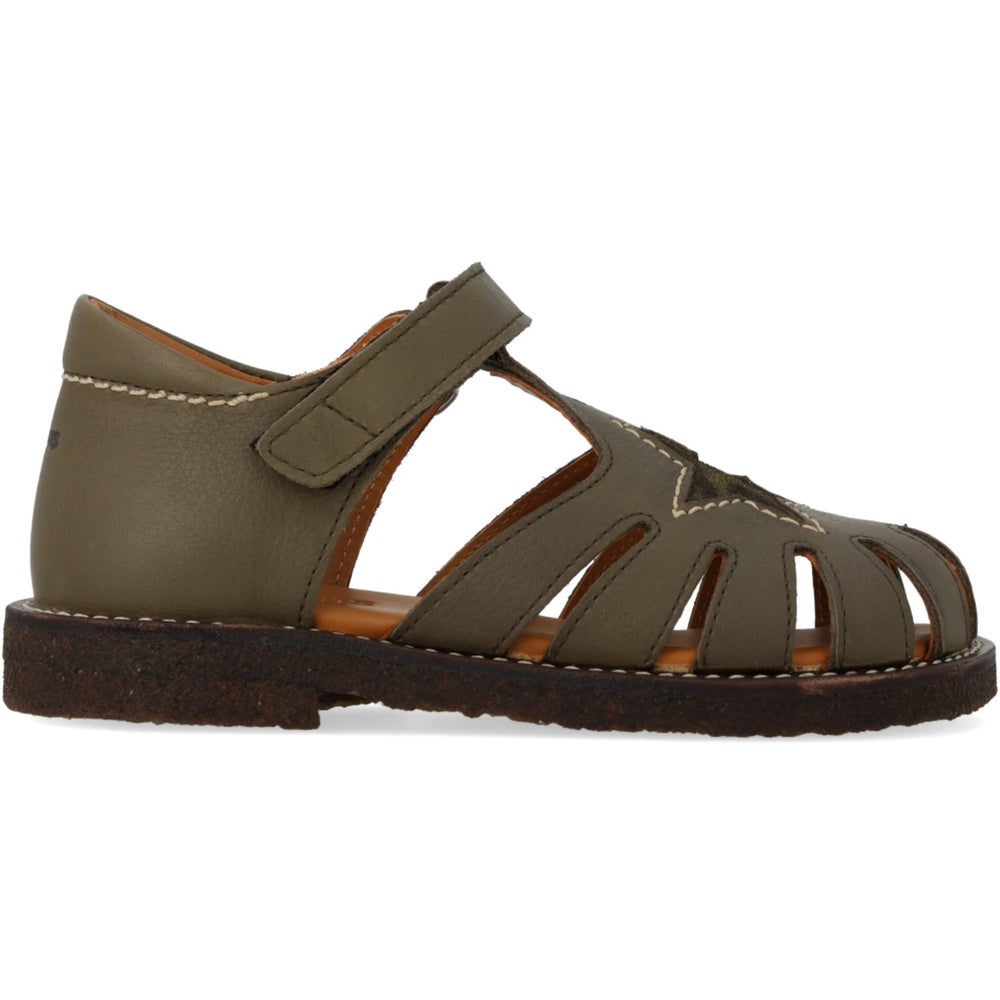 Køb Angulus Forrest/Marshland Print Lædersandal Med Stjernedetalje