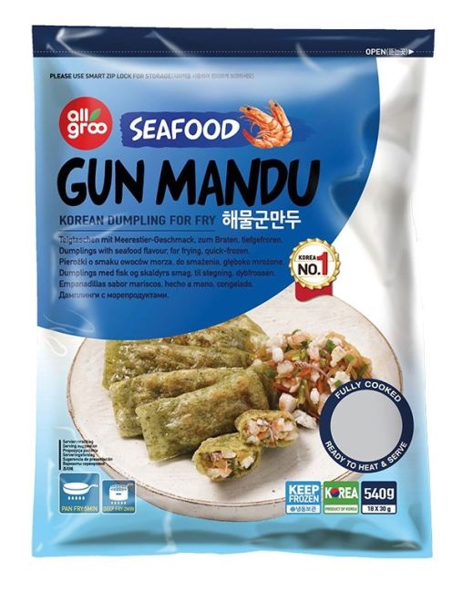 All Groo Bevroren Gun Mandu Koreaanse Dumpling met Zeevruchten smaak om mee te bakken 540g