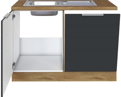 Held Furniture wastafelkast inclusief spoelbak Florence BxDxH 120x60x82 cm grijs mat gedemonteerd scharnier omkeerbaar (links of rechts te monteren)
