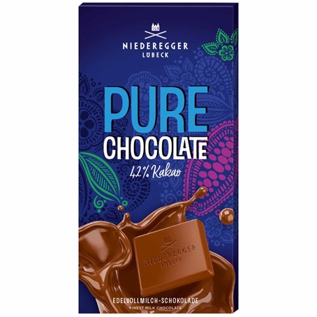 Niederegger Pure Chocolate Tafel Edelvollmilch 100g MHD:11.12.24