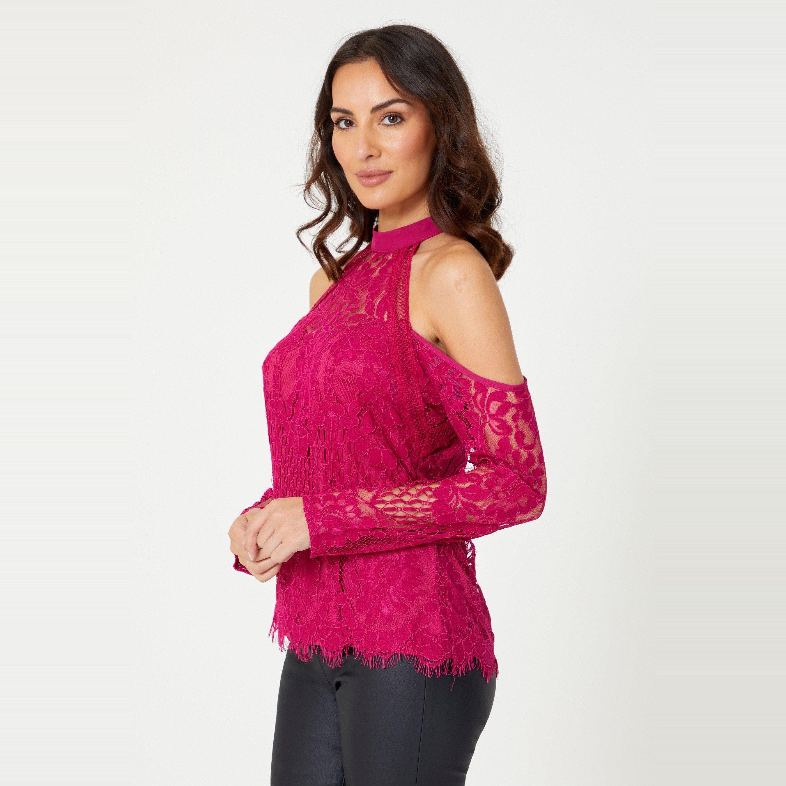 Be You BY Lace Cold Shoulder Tunic Womens