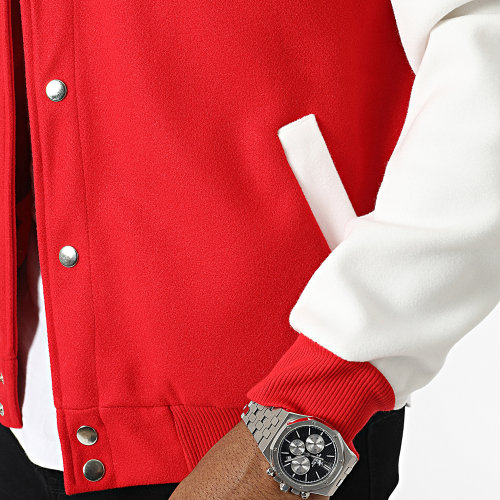 Veste Teddy Capuche Rouge Blanc