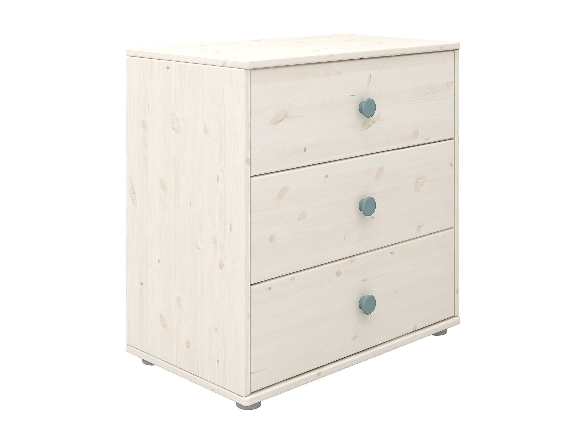 CLASSIC Kommode 3 Schubl.,weiss,Griffe b - Weiss lasiert / B: 72.0 cm x T: 44.2 cm x H: 74.5 cm