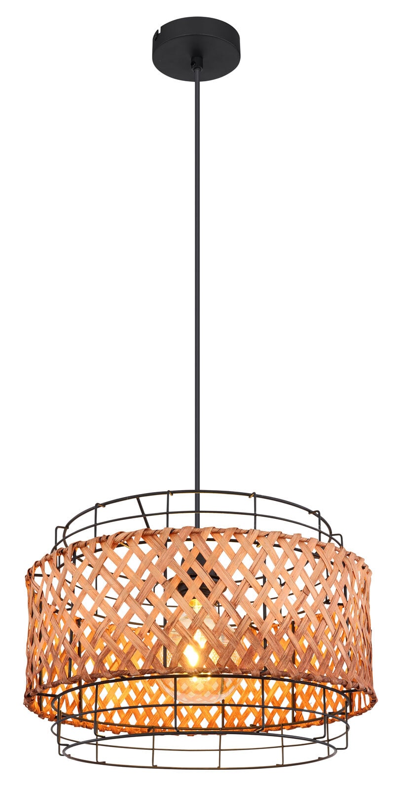 GINA Pendellampe braun, schwarz 15668H1, D/H: 35 x 120 cm, Metall, Holz