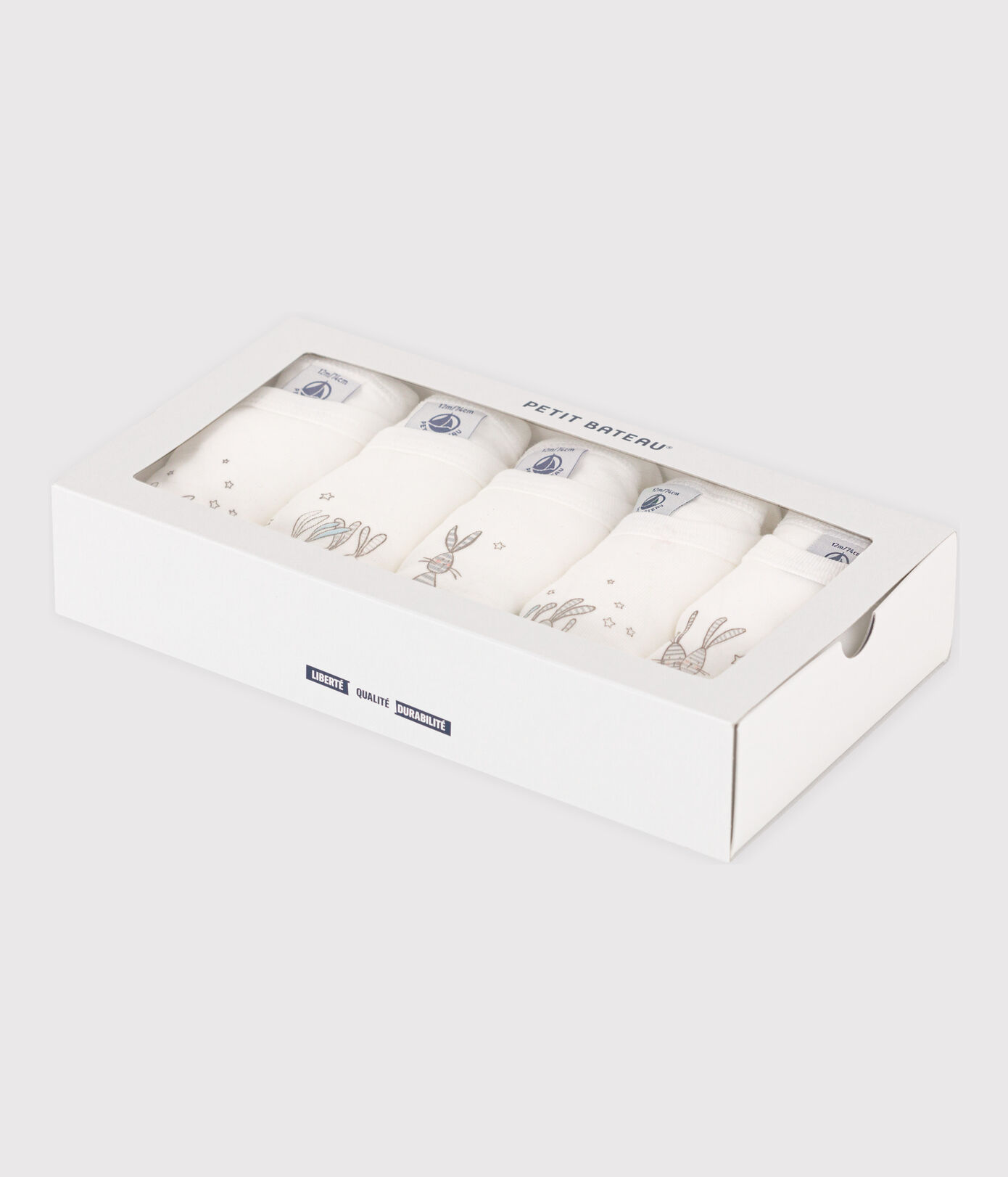 Lot de 5 bodies manches longues lapin bébé en coton