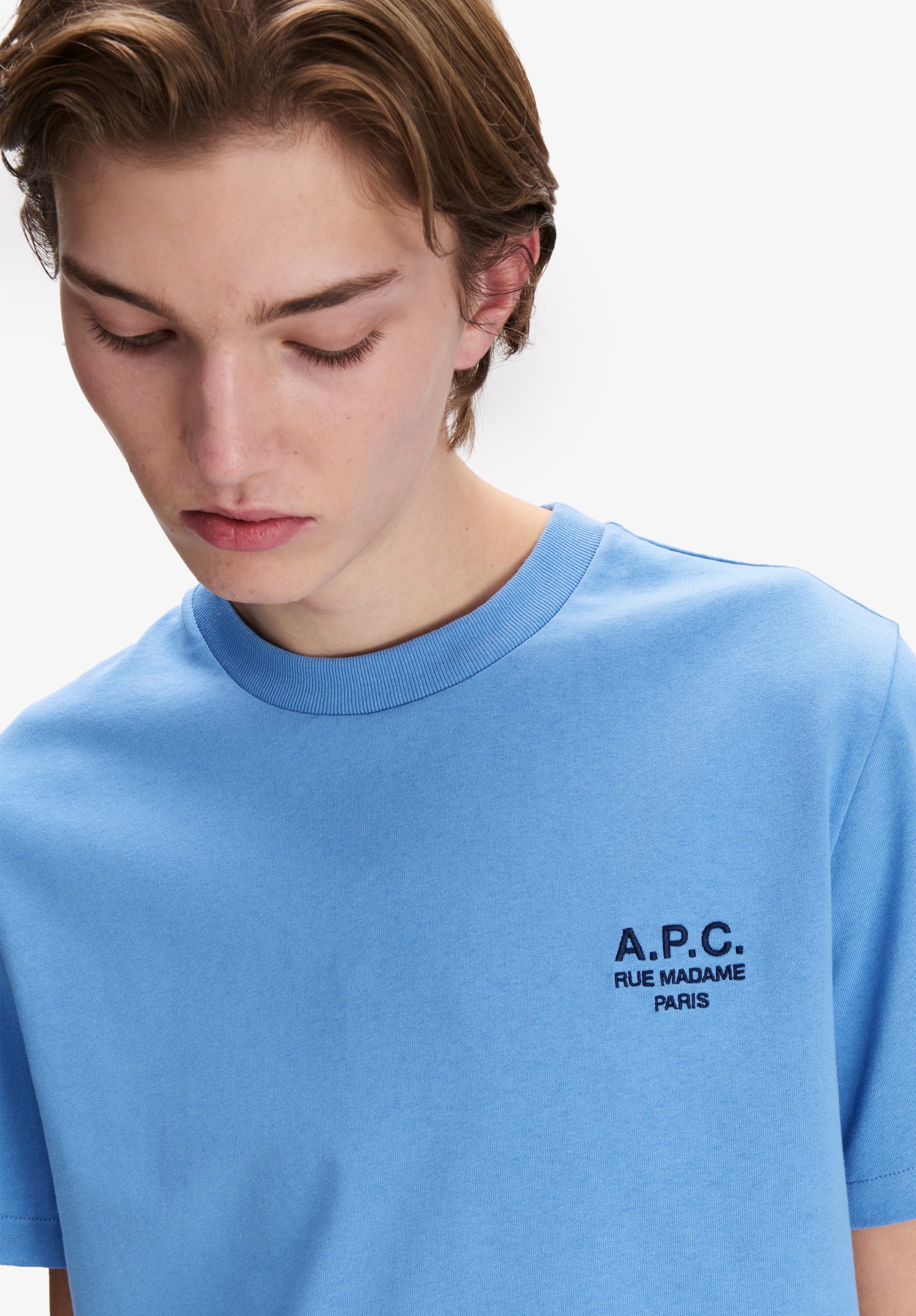 T-shirt bleu clair à logo A.P.C. Rue Madame