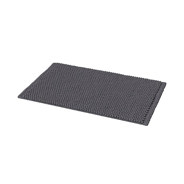 Tapis de bain rectangulaire GoodHome Elland coloris ébène en coton et polyester L.80 x l.50 cm