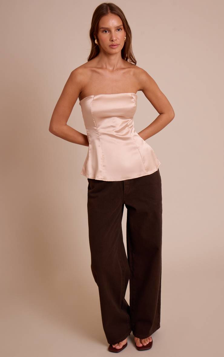 Champagne Haut Bandeau Long En Satin