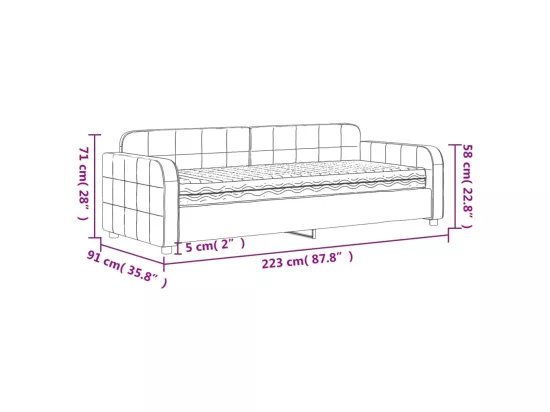Lit de jour avec matelas gris clair 80x200 cm velours