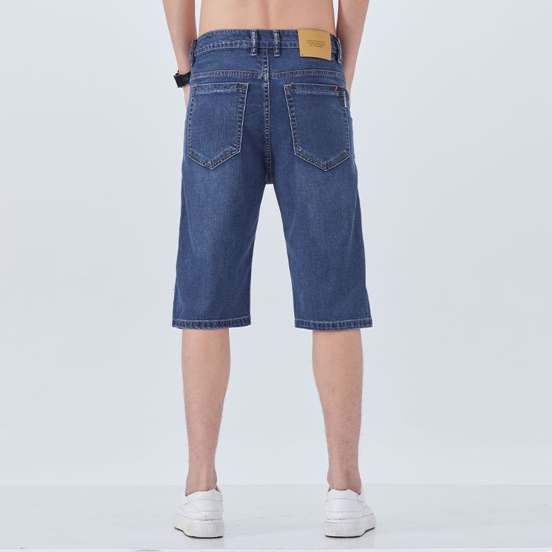 Denimic - Lange denim shorts met hoge taille