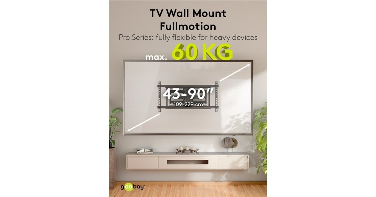 goobayTV Wall Mount Pro FULLMOTION (XL), 43 tot 90 inch wandmontage   (Zwart)