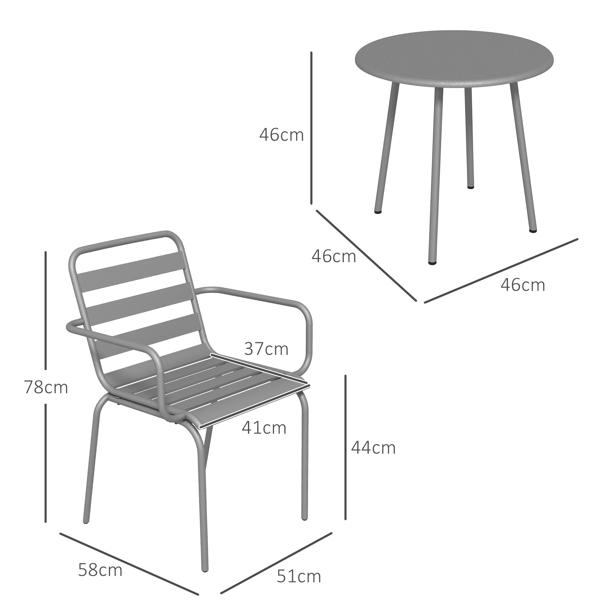 Outsunny Gartenmöbel-Set mit 2 Stühlen grün 51L x 58B x 78H cm