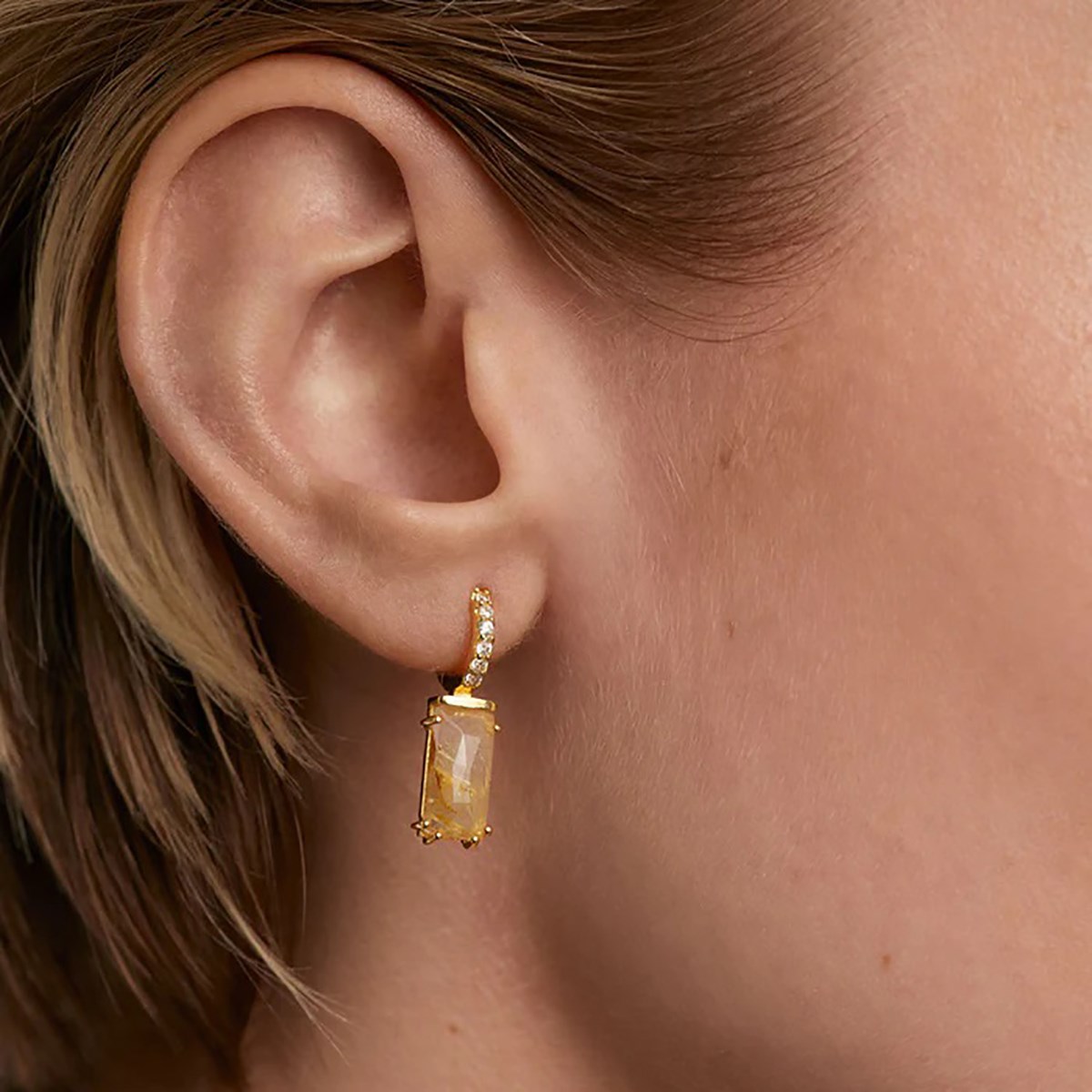 Boucle d'oreille individuelle PdPaola Kaori Quartz rutilé