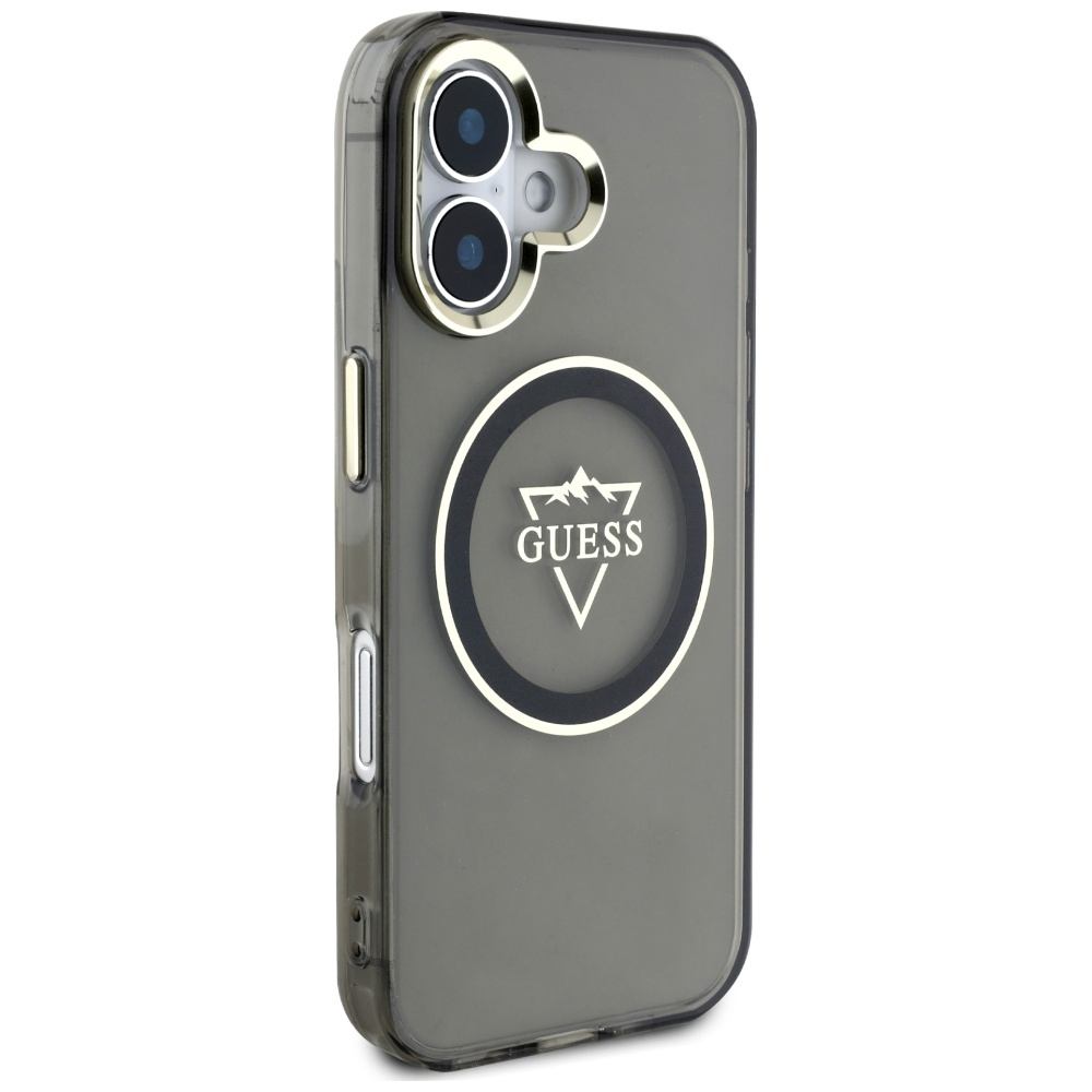 iPhone 16 MagSafe Hardcase Hülle IML Metal Mountain (GUHMP16SHFGTMSLSK) - Schwarz / Transparent
