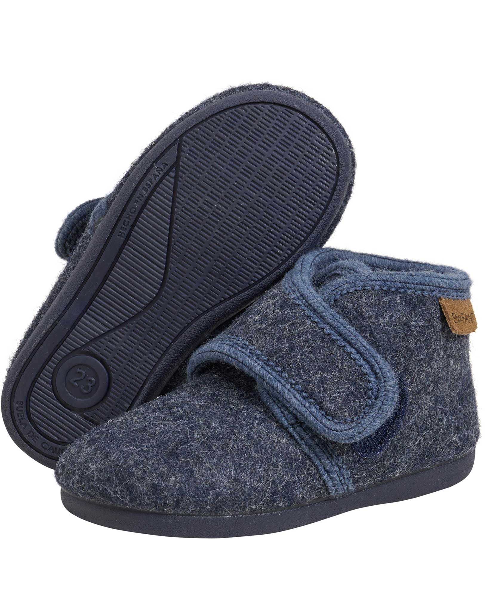 Klett-Hausschuhe WOOL VELCRO in navy melange