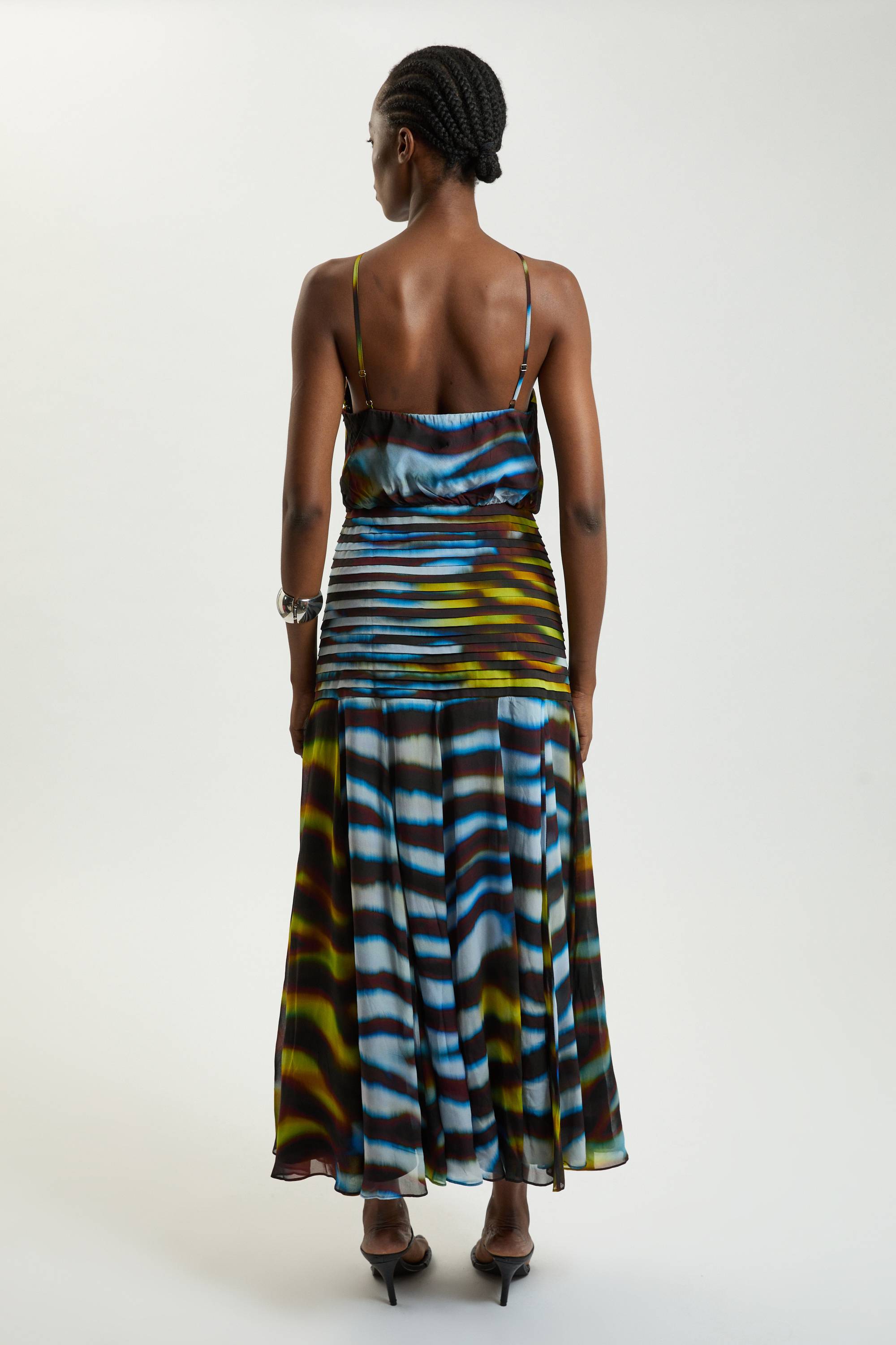 KarenMillen Robe Maxi Petite Taille En Georgette De Viscose Tissée À Col Licou Imprimé Animalier Avec Ourlet Asymétrique