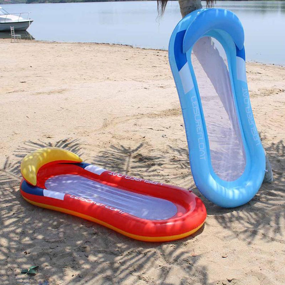 (153cm) Grosse Aufblasbare Wasser Luftmatratze Wasserhängematte Badeinsel mit Netz   Luftpumpe - Blau