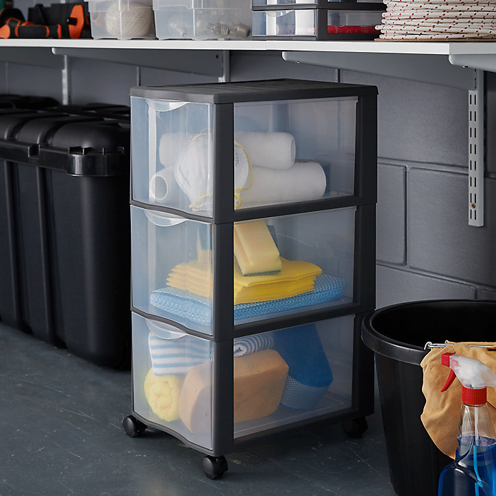 Tour en plastique 3 tiroirs Kontor gris H. 63,5 x L. 36,5 x 26 cm