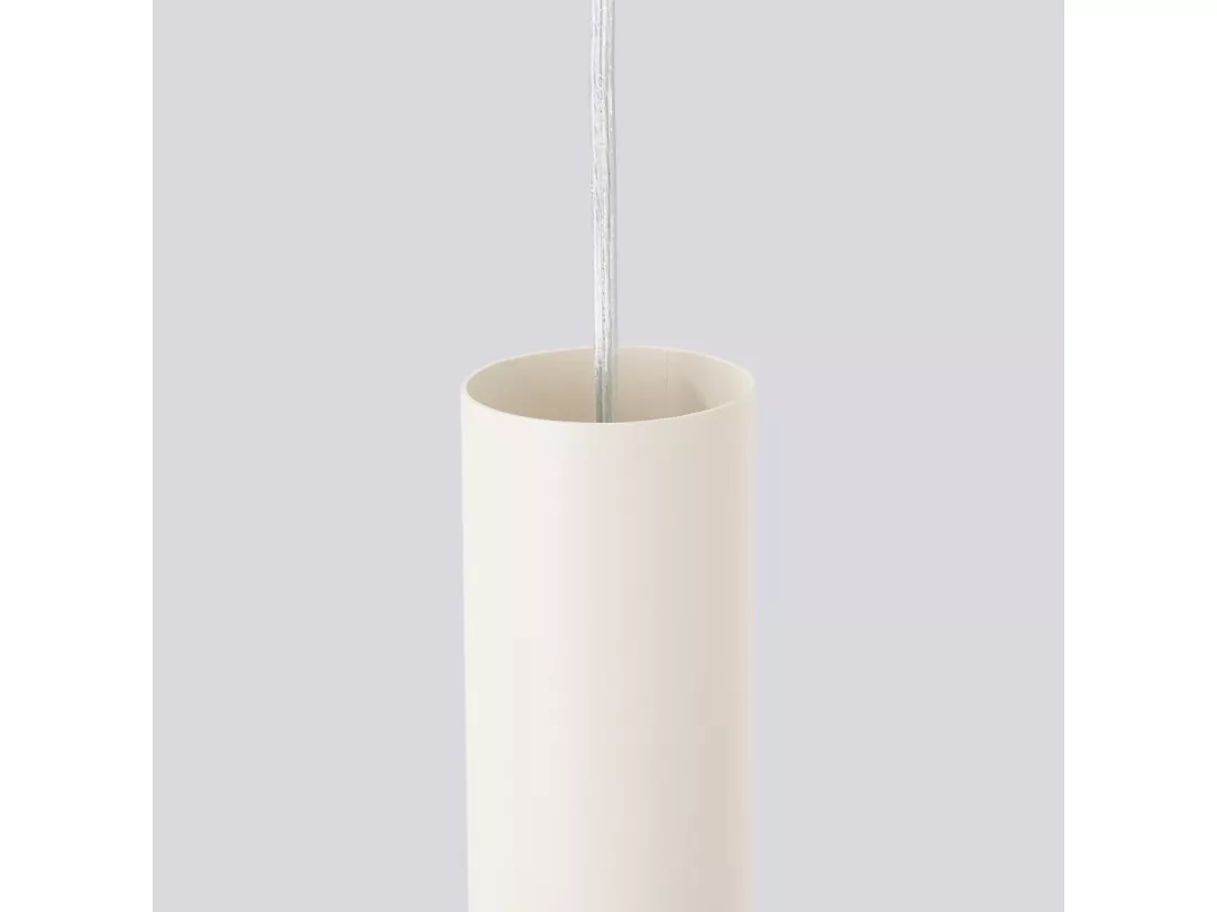 Lampe à suspension Lagos grenier en acier - 3 sources lumineuses - L.19,5 x H.108 cm - beige