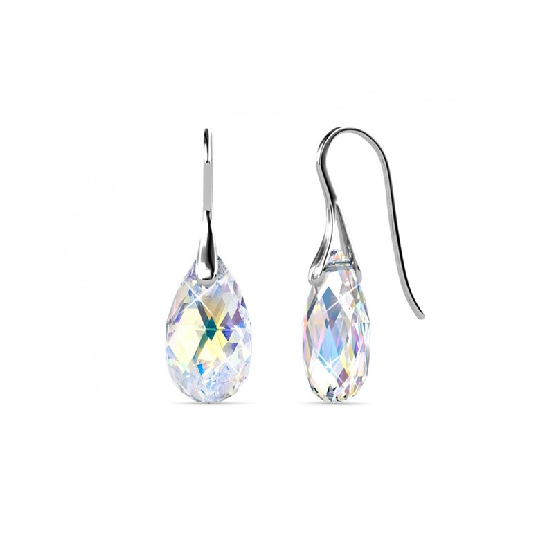 Boucles d'oreilles Teardrop Hook - Argenté et Blanc brillant