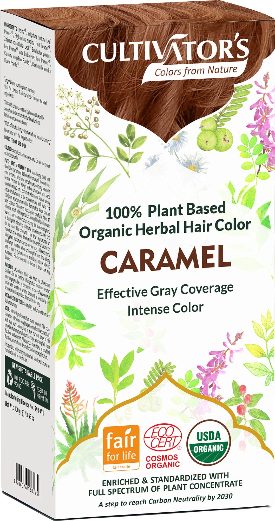 CULTIVATOR'S  Organic Herbal Hair Color Caramel, 100 g
