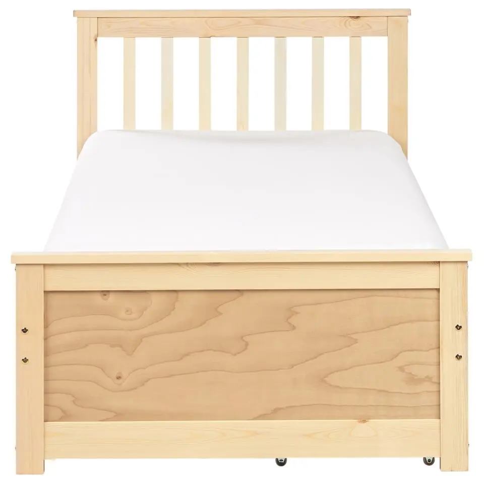 OLENDON - Bed met opbergruimte - Lichtbruin - 90 x 200 cm - Dennenhout