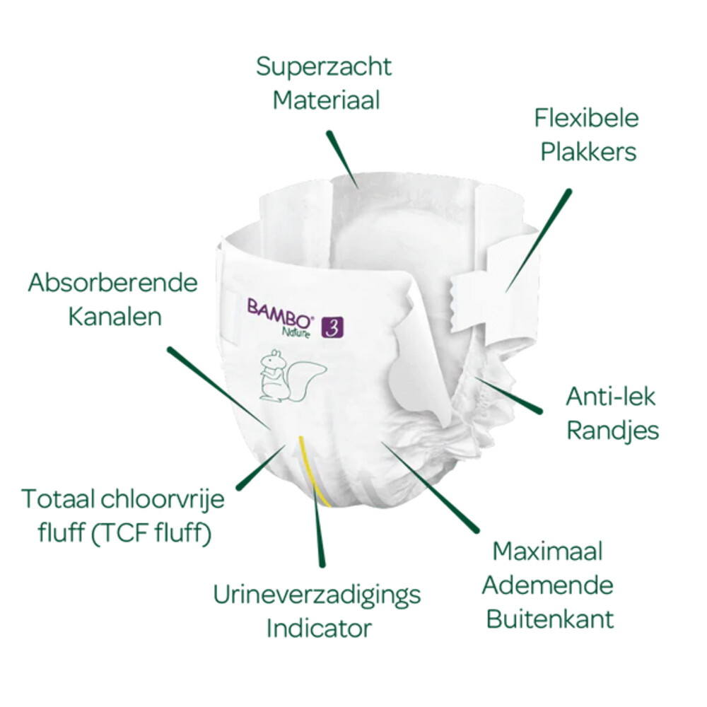 Bambo Nature Luiers Maat 3 (4-8 kg)52 stuks
