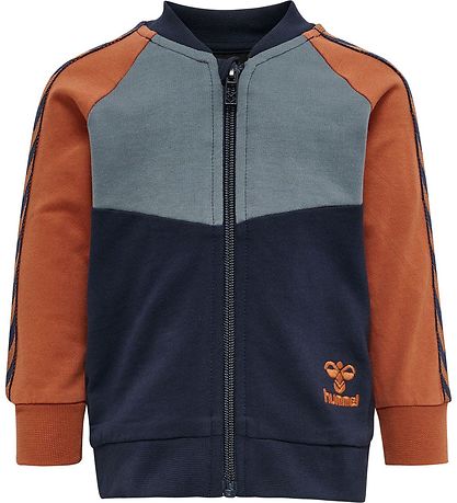 Hummel Cardigan - hmlPuk - Black Iris m. Braun/Mattblau