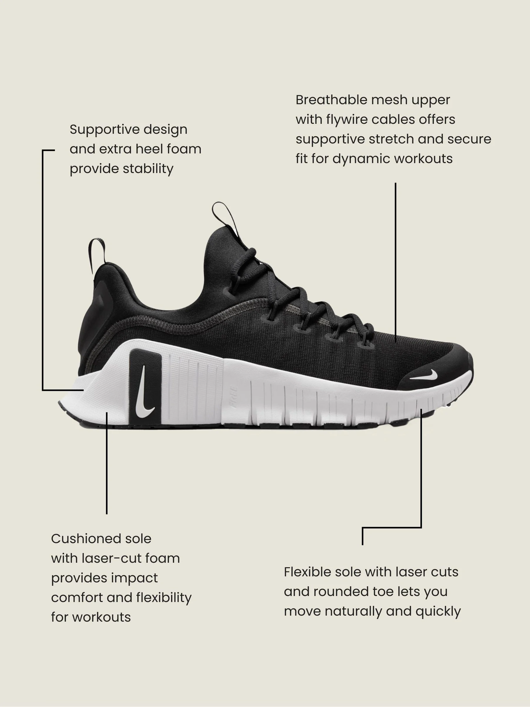 Zwart/paars - Nike Free Metcon 6 trainingsschoenen