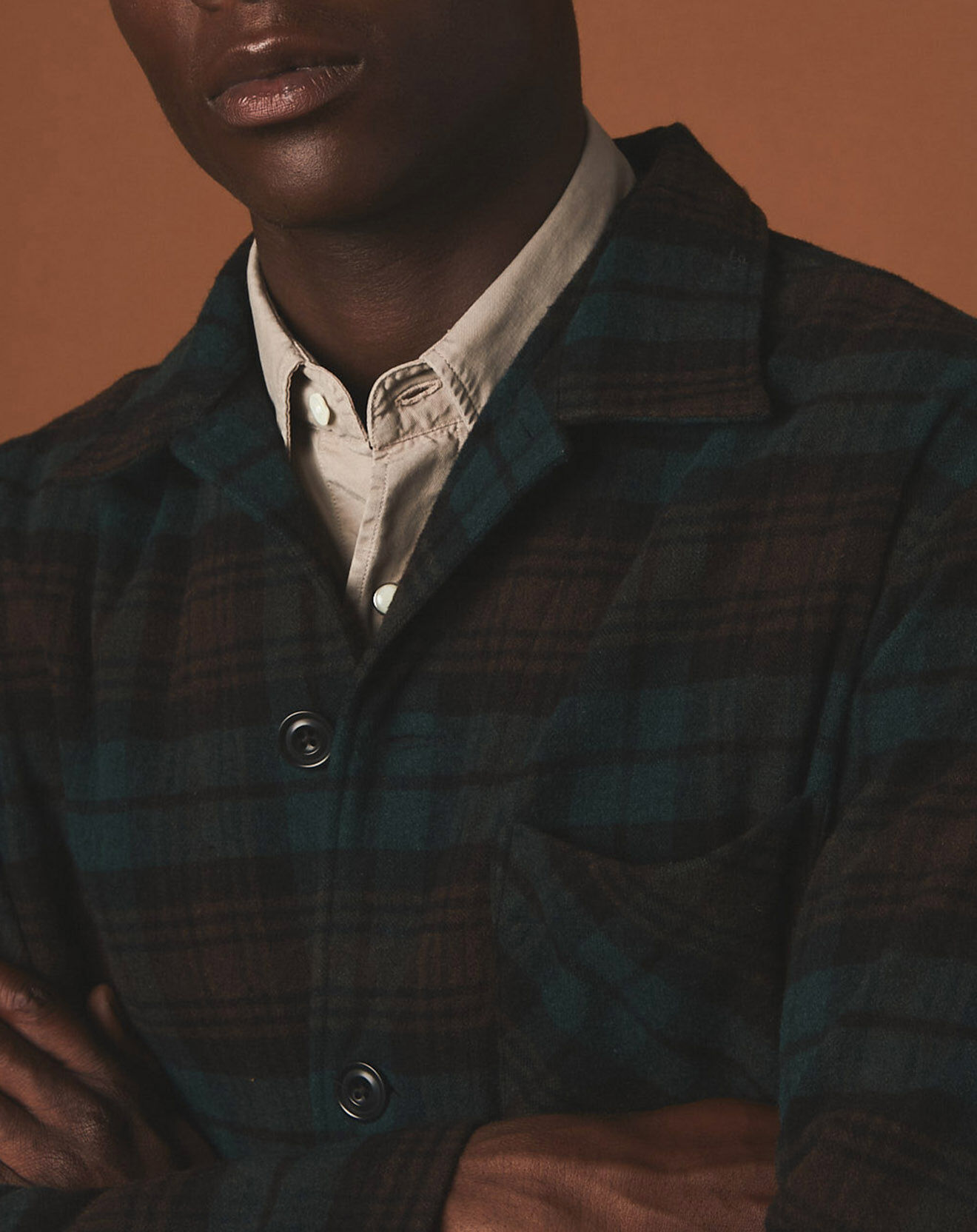 Hartford Veste surchemise en Laine mélangée Perry vert/marron/noir