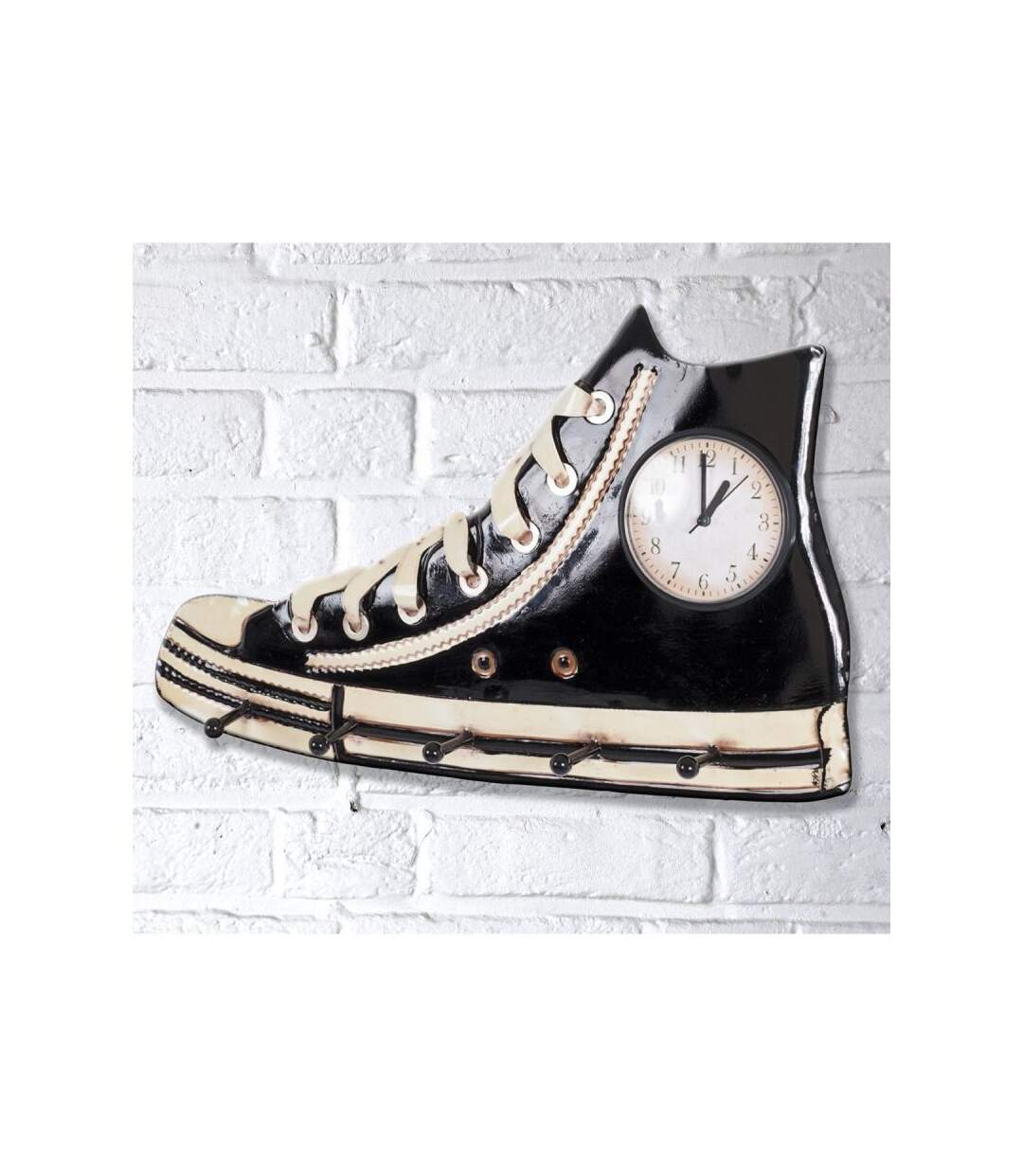 Paris Prix - Patère Murale & Horloge Design baskets 50cm Noir