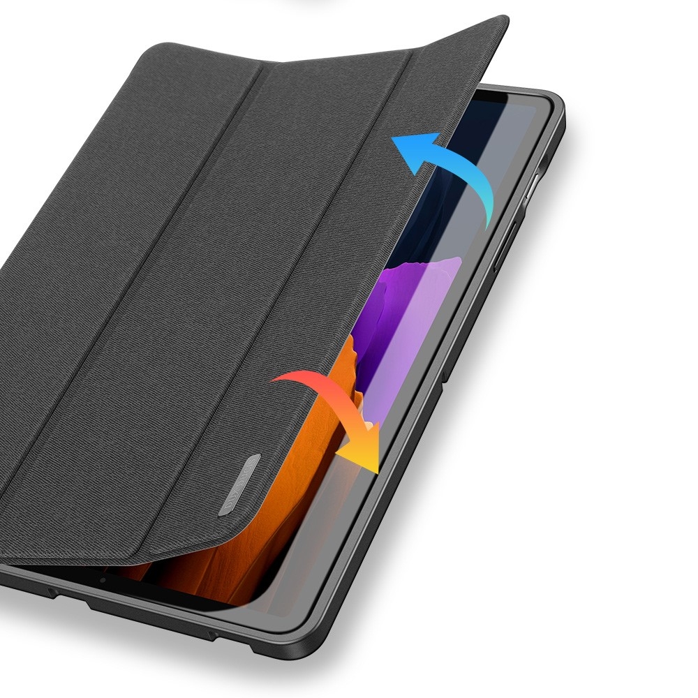 Samsung Galaxy Tab S8  Plus / Tab S7 FE 5G / Tab S7  Plus Tasche Smart Cover Hülle Stoff Design S-Pen Halterung - Schwarz