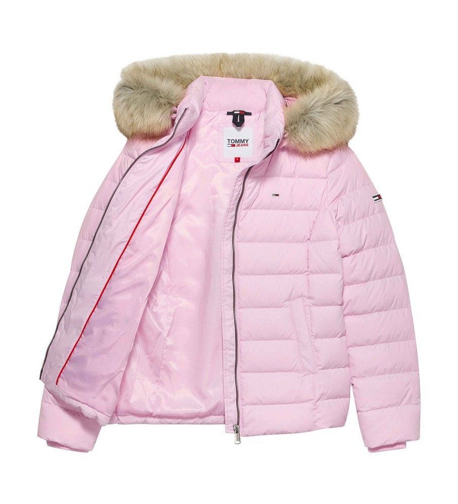 Jaqueta Tommy Jeans Essential Slim Fit com Capuz na cor Rosa