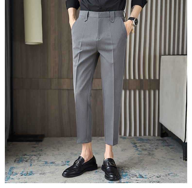 Bay Go Mall - Mid Rise Plain Cropped Straight Leg Dress Pants