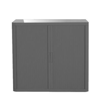 Armoire basse à rideaux EASY OFFICE - 110 x 104 x 41,5 cm - Corps, rideaux et poignée anthracite