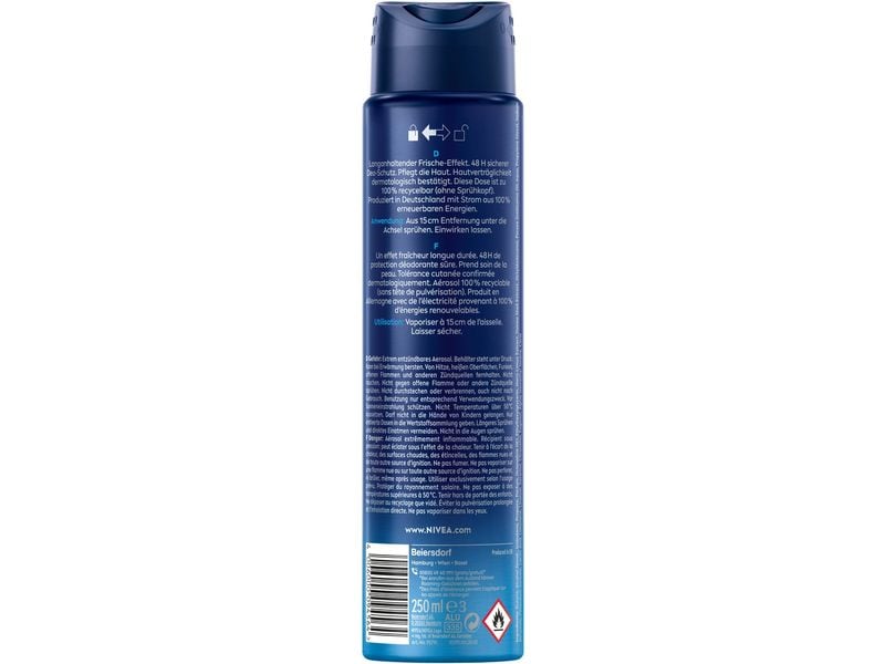 NIVEA MEN Deo Spray Fresh Active XXL 250 ml Deo bekämpft geruchsverursachende Bakterien aktiv