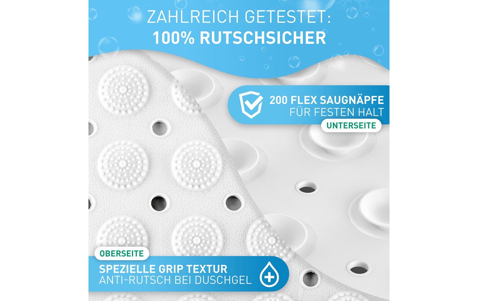 Badteppich rutschfest, BPA-frei 40 x 100 cm, WeissBadewannenmatte 100 x 40 cm