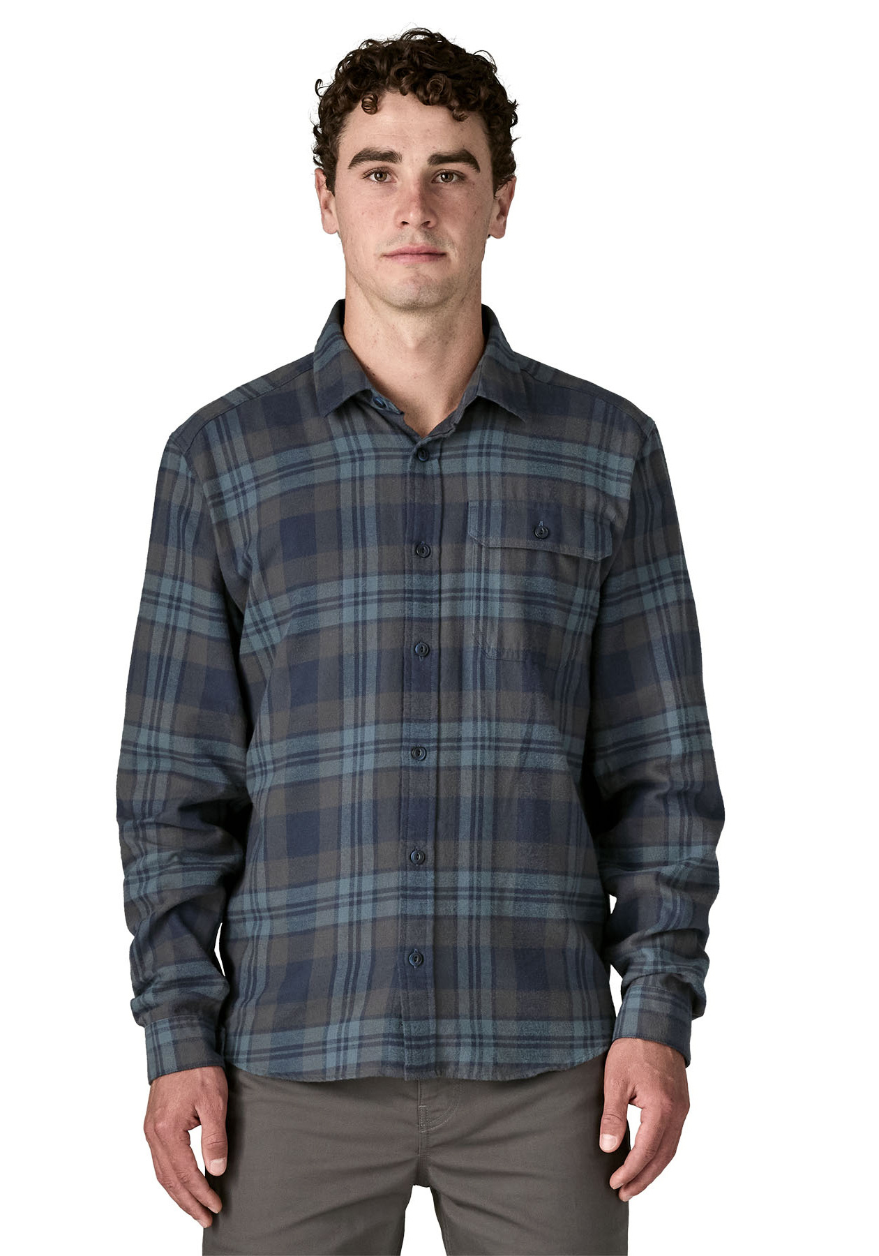 Patagonia Flanellhemd M's L/S LW Fjord Flannel Shirt Paw: Smolder Blue