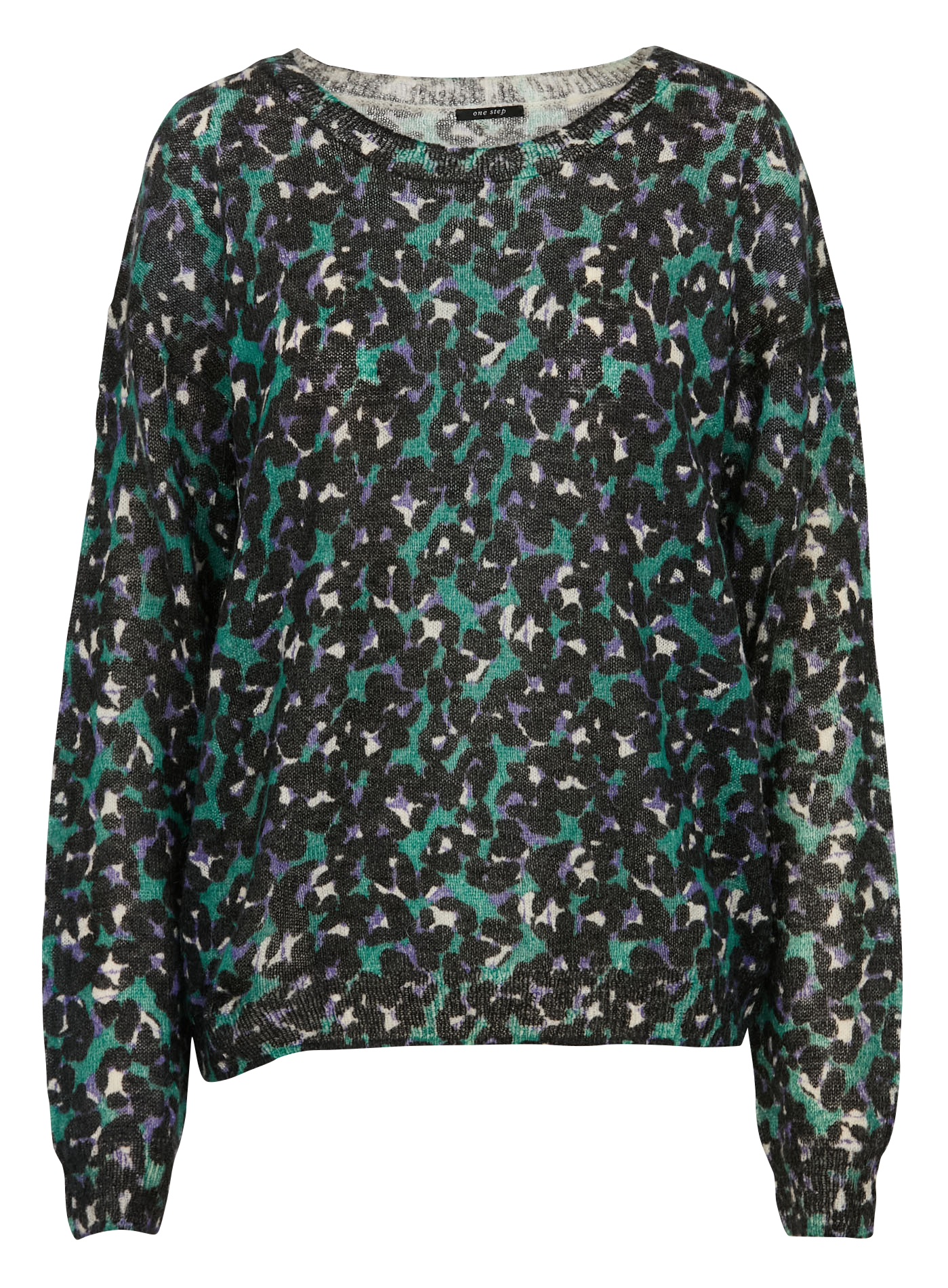TITOS - Pull fin col rond imprimé léopard | Vert