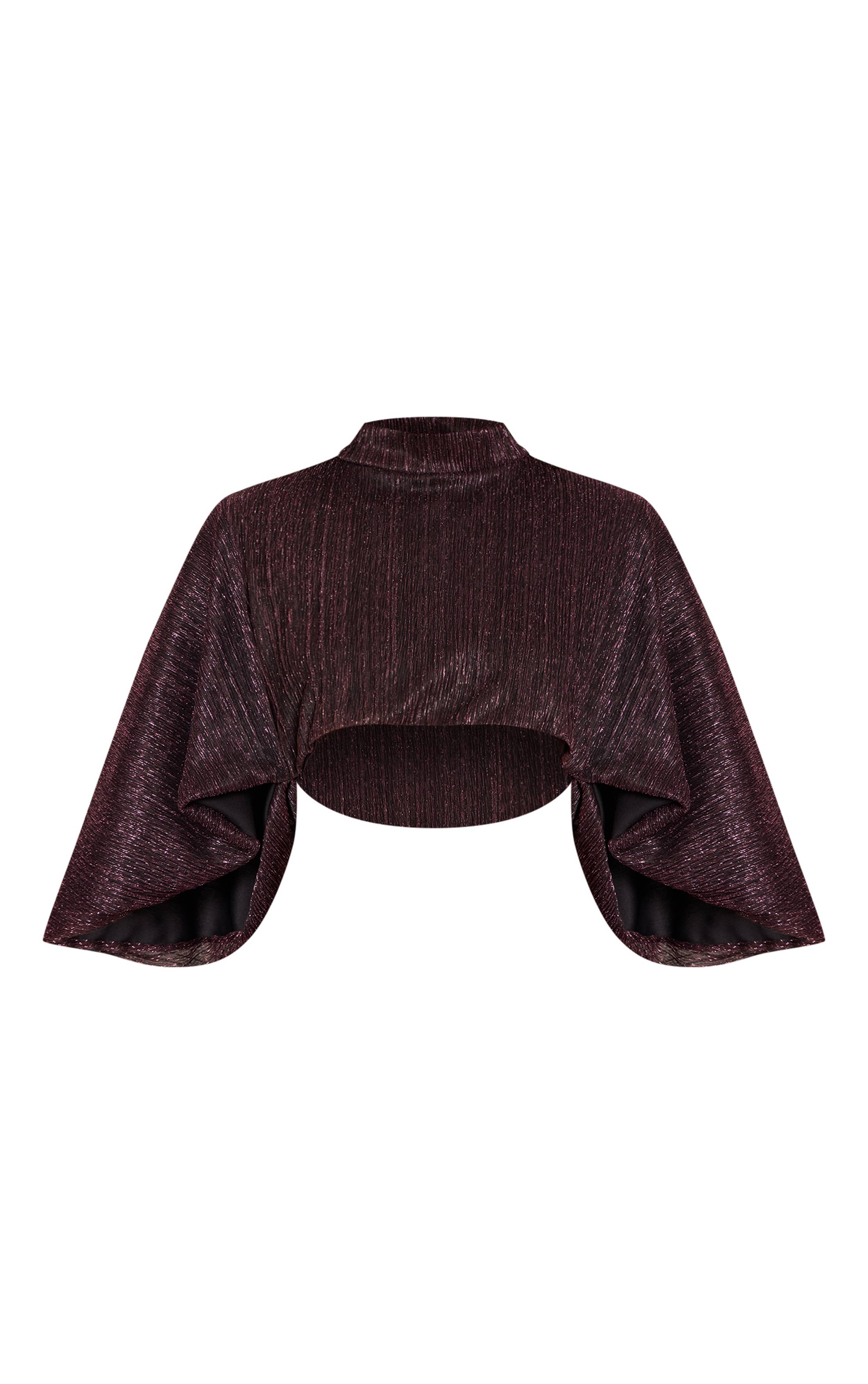 Prune Mini-jupe À Paillettes Texturées Avec Taille Repliée Coordonnée