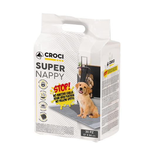Tapis hygiénique super nappy pour chien 84x57 30 pièces