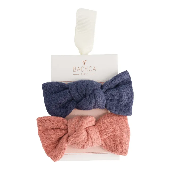 Bachca Barrettes nœud gaze de coton - Set de 2