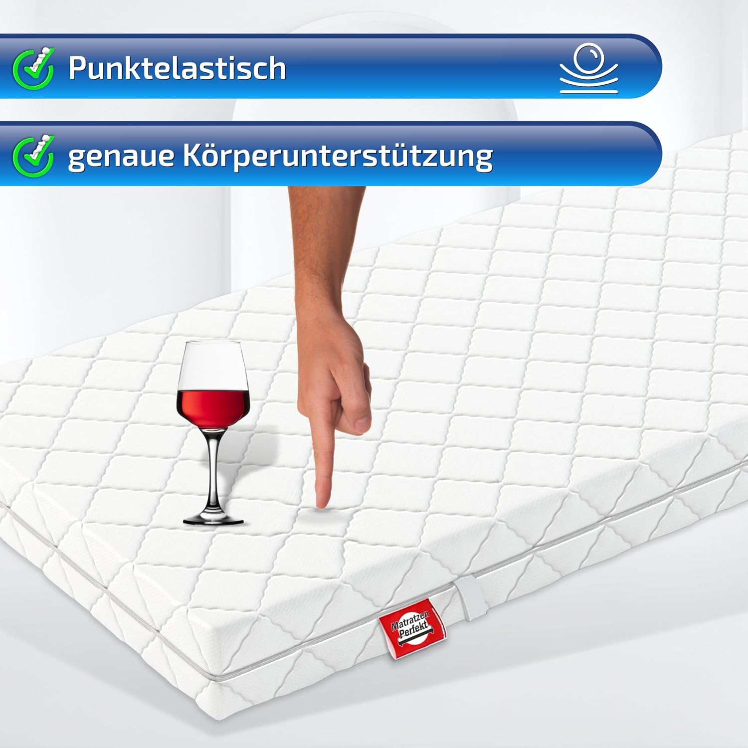Matratzen Perfekt Taschenfederkern Matratze Köln 140x200 cm H3 mittelfest 7 Zonen 20 cm hoch orthopädisch waschbarer Bezug 60°C allergikerfreundlich