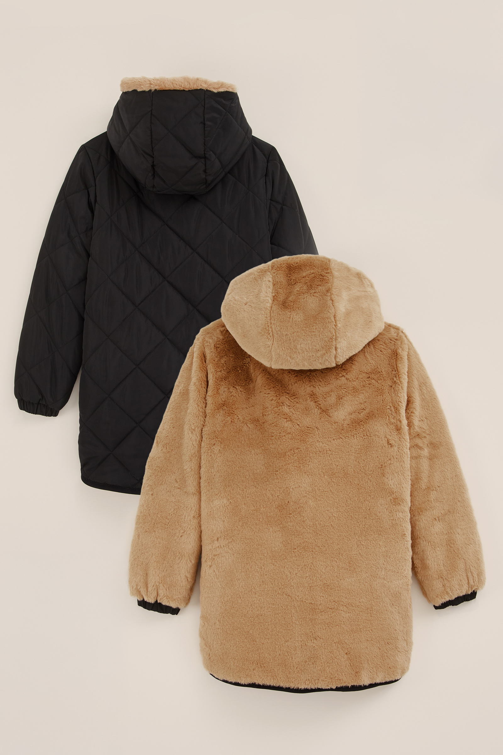 Meisjes reversible jas met imitatiebont WE Fashion Zwart