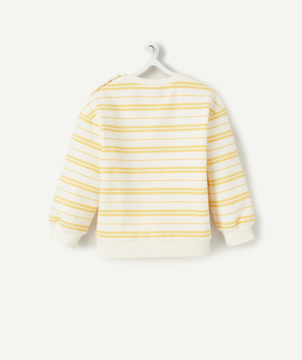 SWEAT BÉBÉ GARÇON EN FIBRES RECYCLÉES RAYÉ JAUNE ET BLANC