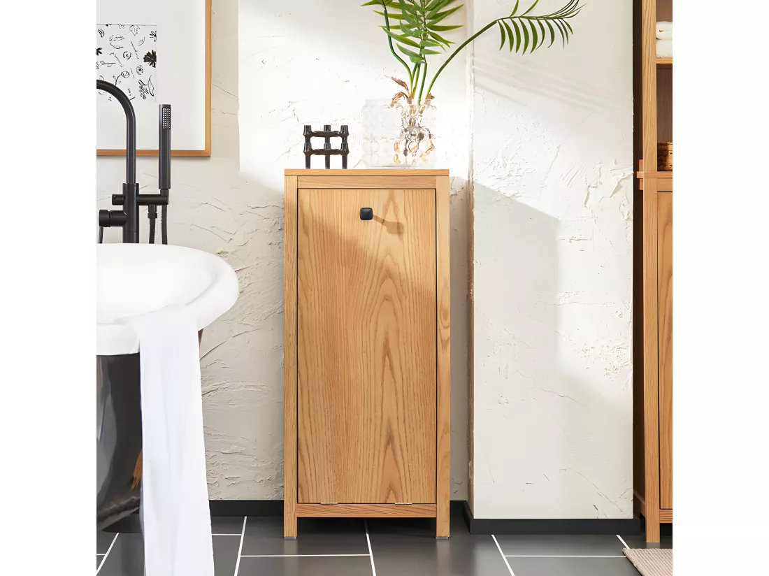Armoire à linge avec panier à linge pliable avec 1 tiroir Panier à linge, BZR96-N