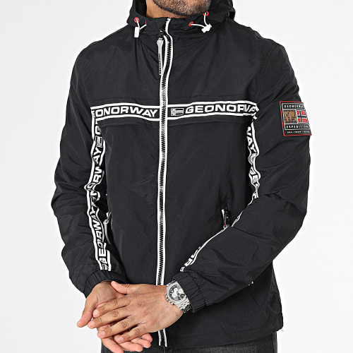Veste Zippée Capuche A Bandes Noir