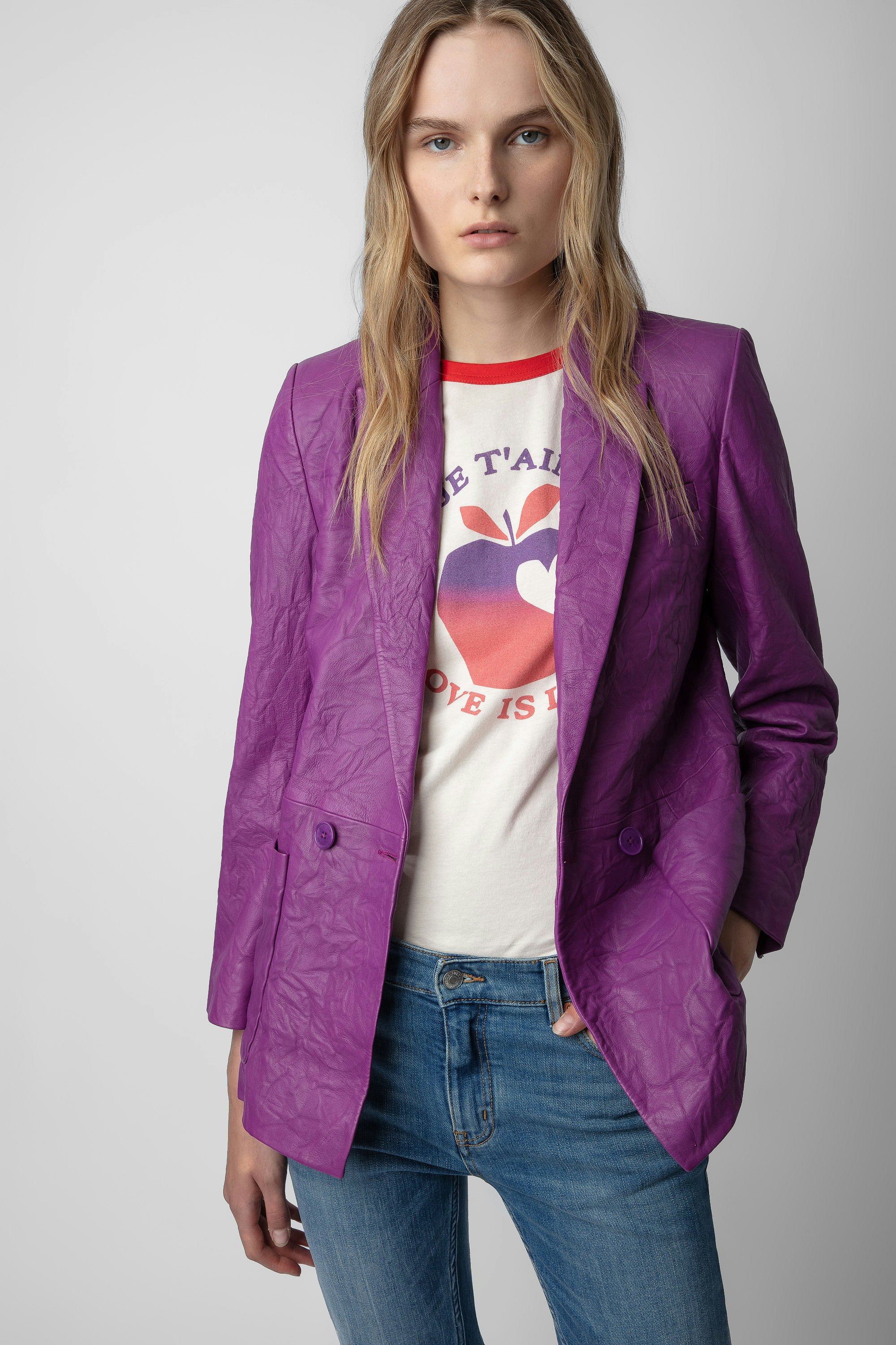 Blazer Visko Cuir Froissé