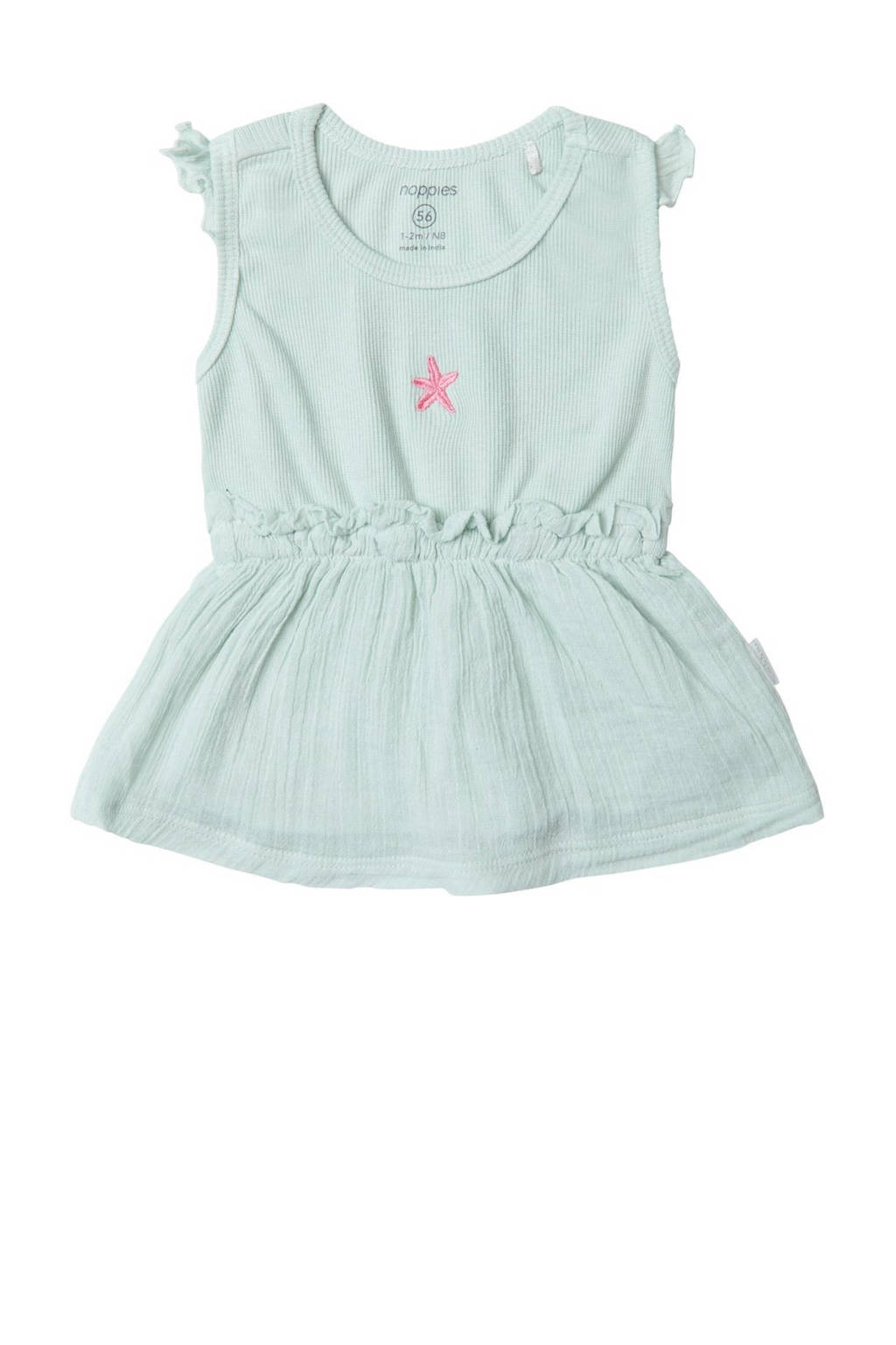 Noppies baby jurk met printopdruk en ruches mintgroen